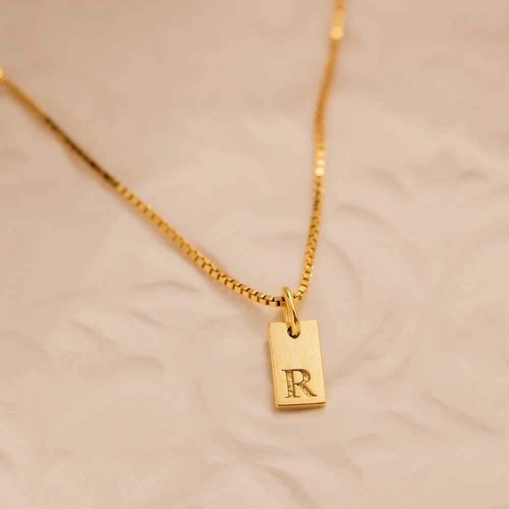 Gold Vermeil Letter R Pendant Necklace*Sterling Silver S925*Initial Letter*DD